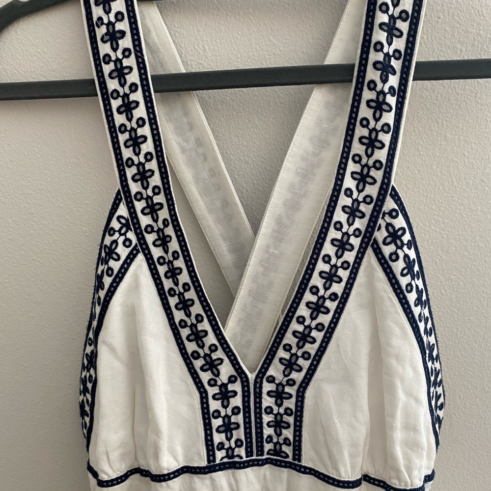 J. Crew Embroidered White and Black Women's maxi dress